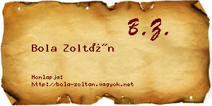 Bola Zoltán névjegykártya